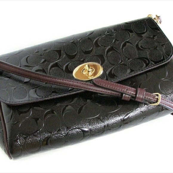 RUBY CROSSBODY IN SIGNATURE DEBOSSED PATENT LEATHER IMITATION GOLD - Picture 2 of 12
